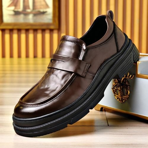Banagat Men's Comfortable Casual Loafers &amp; Slip-ons Formal Corporate Shoes Brown